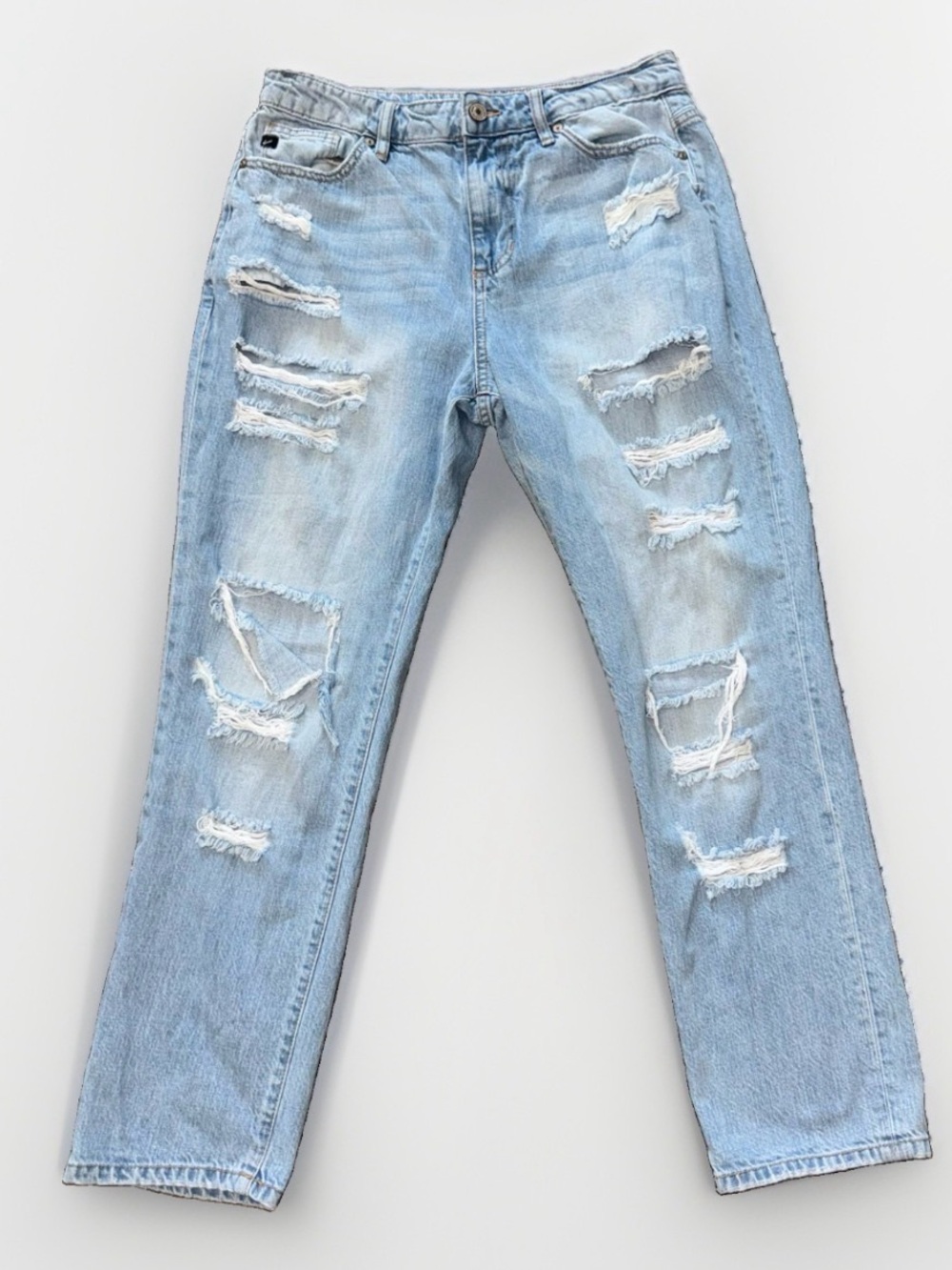 KanCan High Rise Ripped Boyfriend Mom Jeans Style KC9176L Size 7/27 100% Cotton